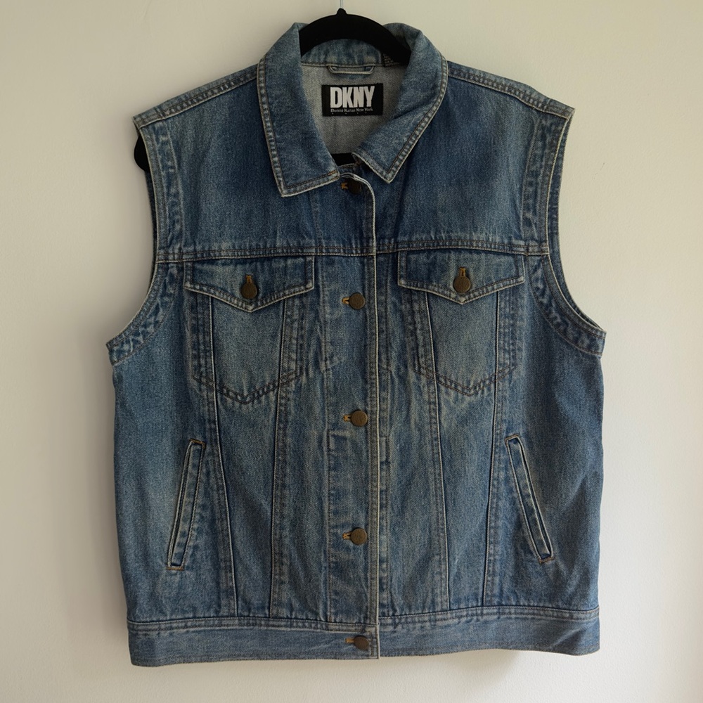Vintage 90's Oversized DKNY 100% Cotton Denim Vest